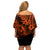 Hawaii Pineapple Off Shoulder Short Dress Paradise Flowers Pacific With Orange Polynesian Tribal LT01 - Polynesian Pride