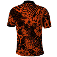 Hawaii Pineapple Polo Shirt Paradise Flowers Pacific With Orange Polynesian Tribal LT01 - Polynesian Pride