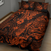 Hawaii Pineapple Quilt Bed Set Paradise Flowers Pacific With Orange Polynesian Tribal LT01 - Polynesian Pride