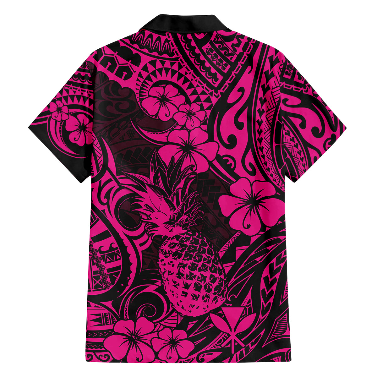 Hawaii Pineapple Family Matching Off Shoulder Maxi Dress and Hawaiian Shirt Paradise Flowers Pacific With Pink Polynesian Tribal LT01 - Polynesian Pride