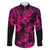 Hawaii Pineapple Family Matching Puletasi Dress and Hawaiian Shirt Paradise Flowers Pacific With Pink Polynesian Tribal LT01 Dad's Shirt - Long Sleeve Pink - Polynesian Pride