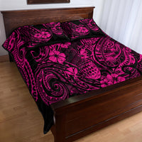 Hawaii Pineapple Quilt Bed Set Paradise Flowers Pacific With Pink Polynesian Tribal LT01 - Polynesian Pride