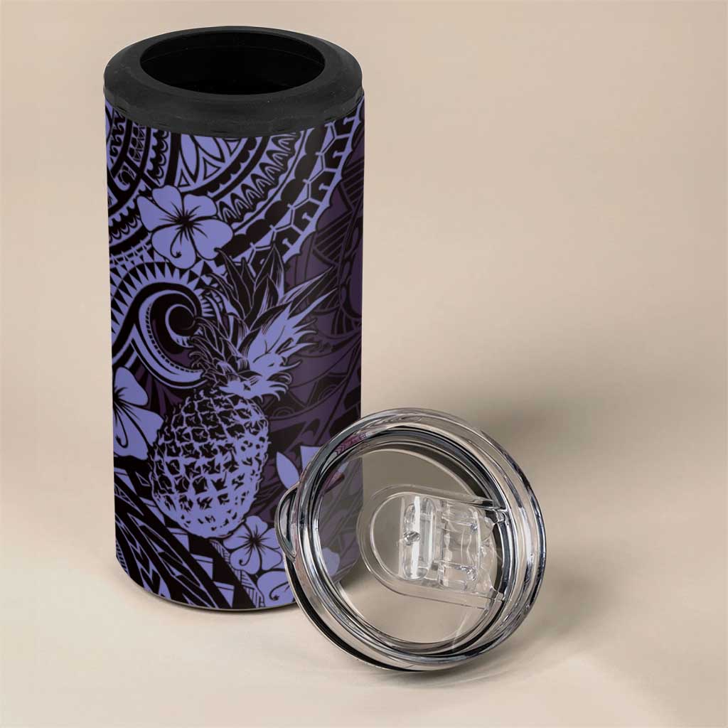 Hawaii Pineapple 4 in 1 Can Cooler Tumbler Polynesian Pattern Purple Version