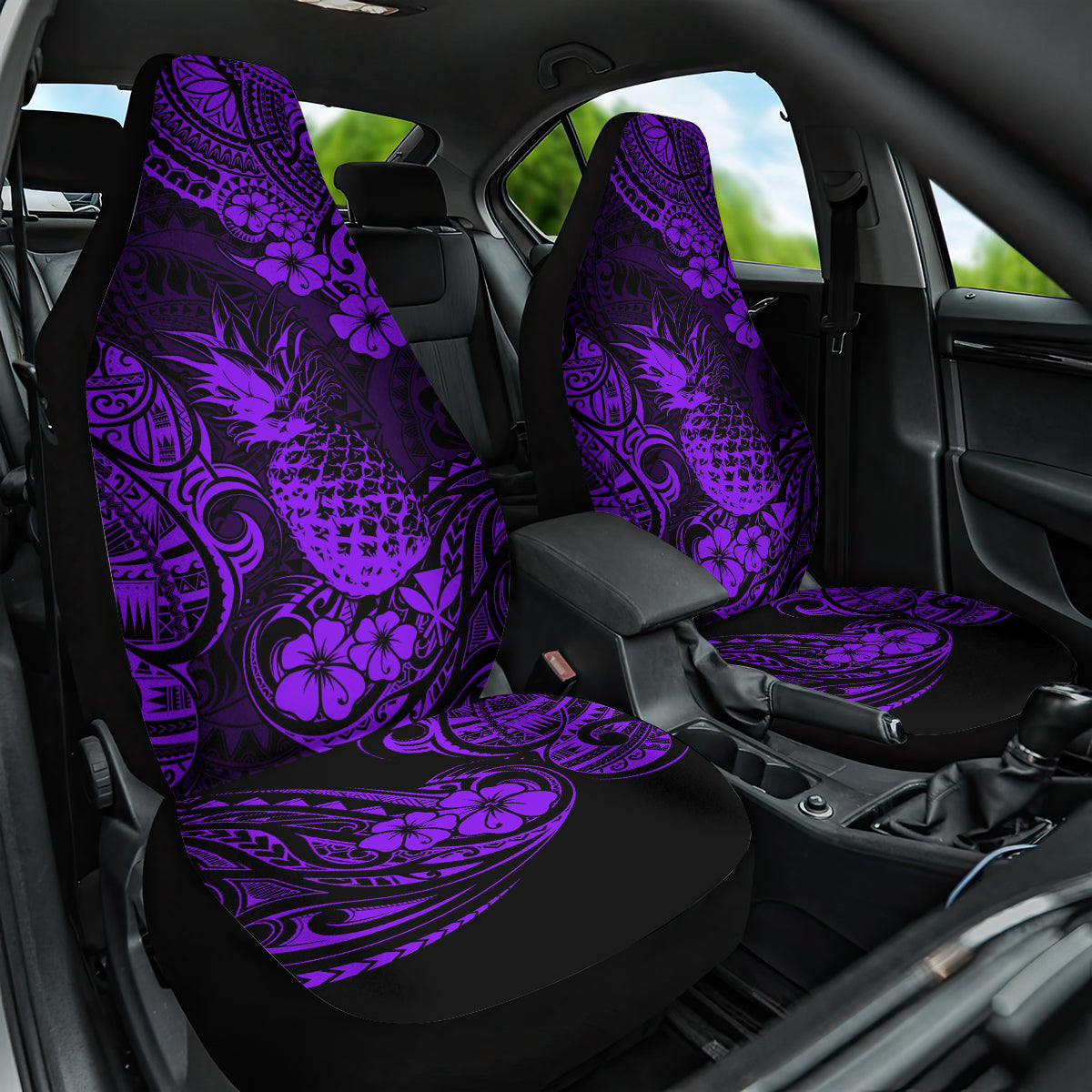 Hawaii Pineapple Car Seat Cover Polynesian Pattern Purple Version LT01 One Size Purple - Polynesian Pride