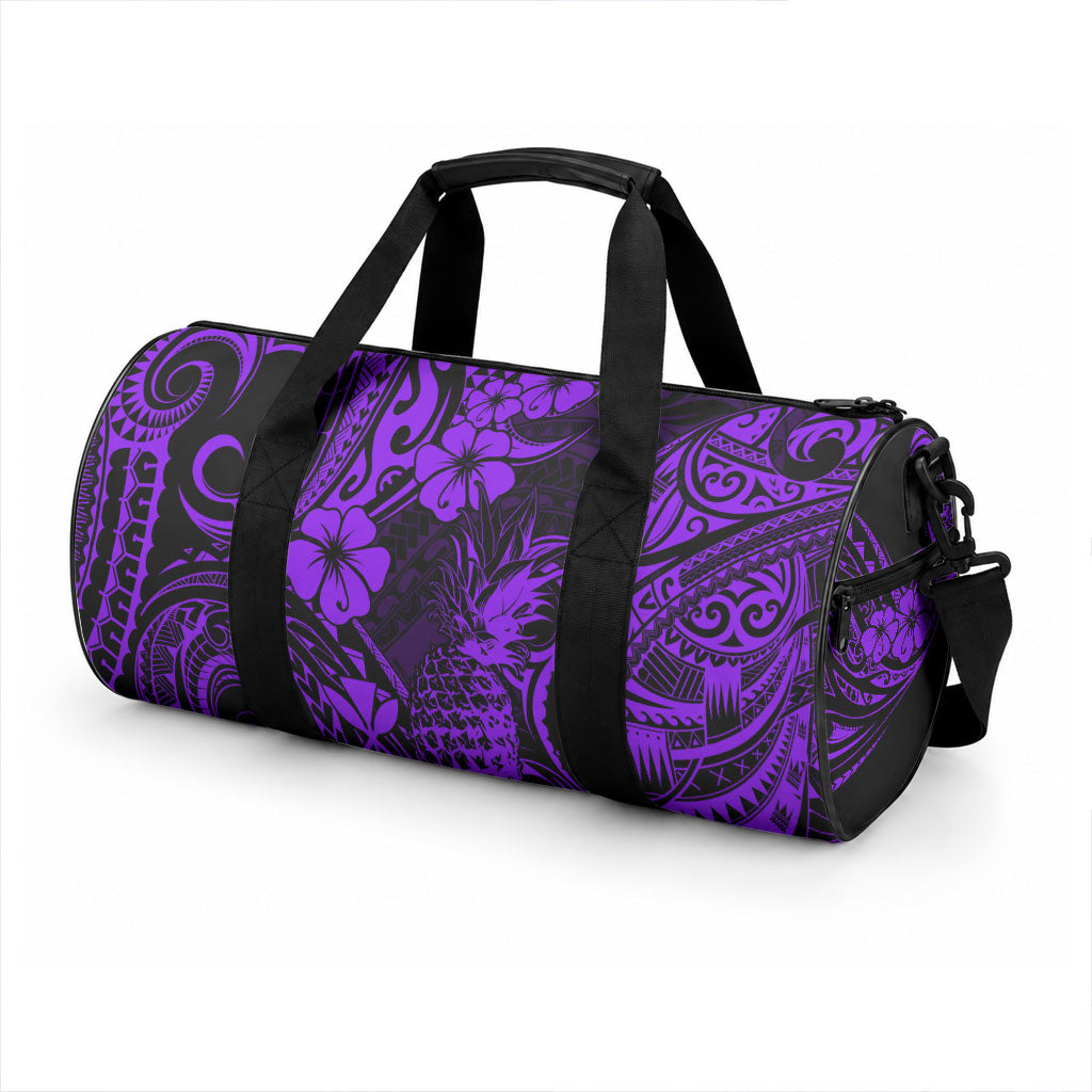 Hawaii Pineapple Duffle Bag Polynesian Pattern Purple Version