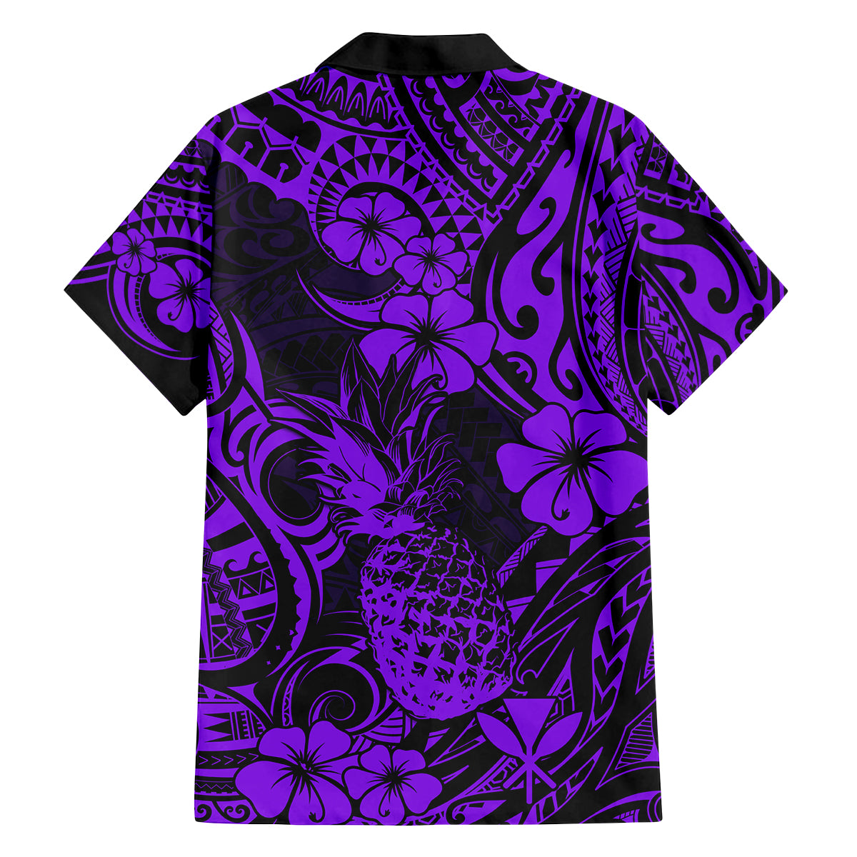 Hawaii Pineapple Family Matching Off Shoulder Long Sleeve Dress and Hawaiian Shirt Polynesian Pattern Purple Version LT01 - Polynesian Pride