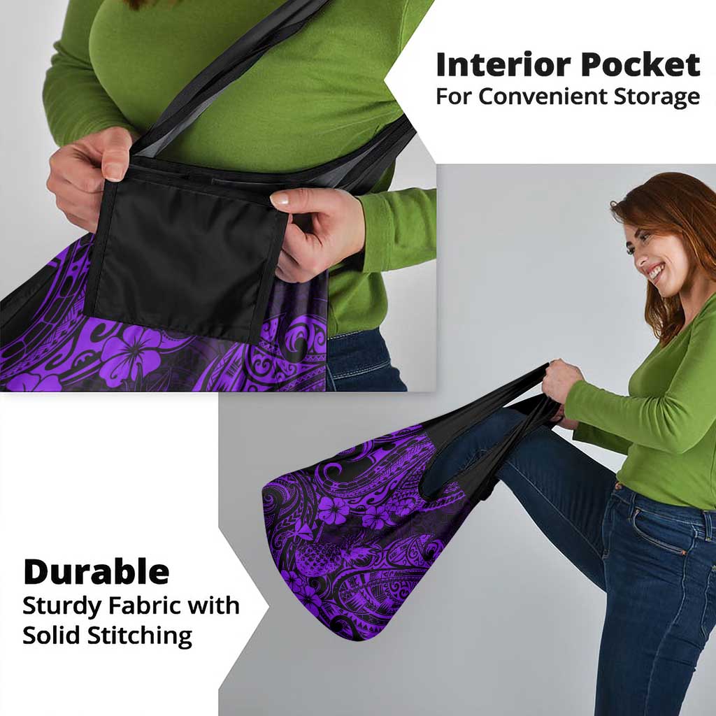 Hawaii Pineapple Grocery Bag Polynesian Pattern Purple Version