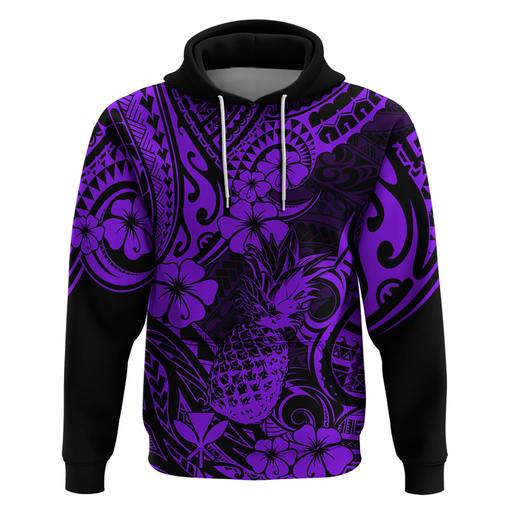 Hawaii Pineapple Hoodie Polynesian Pattern Purple Version LT01 Pullover Hoodie Purple - Polynesian Pride