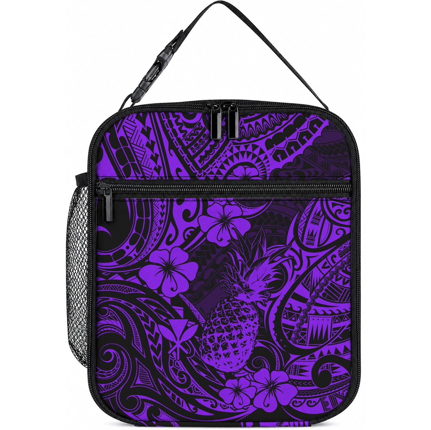 Hawaii Pineapple Lunch Bag Polynesian Pattern Purple Version LT01 10.2 × 8.3 × 4.3 inch Purple - Polynesian Pride