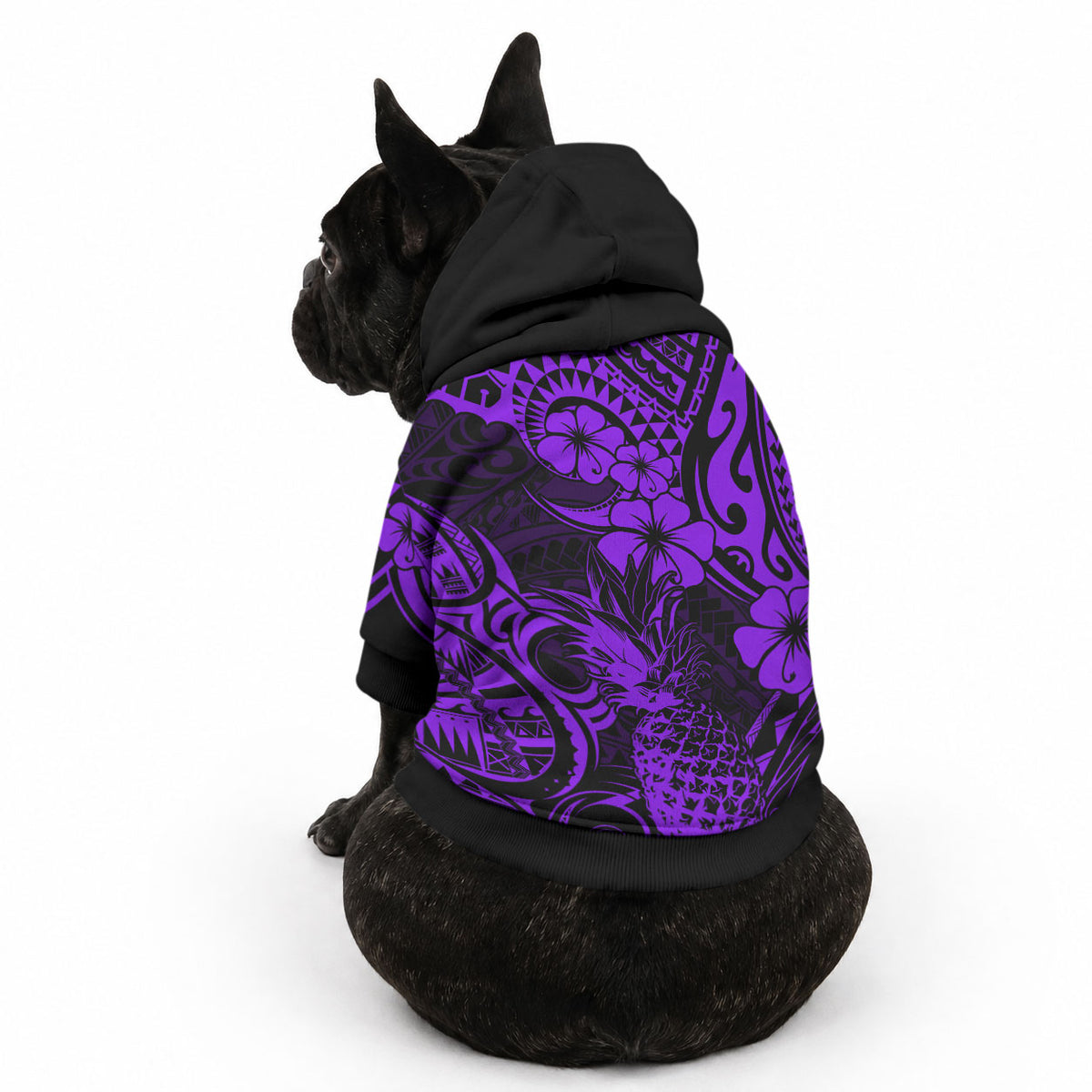 Hawaii Pineapple Pet Hoodie Polynesian Pattern Purple Version