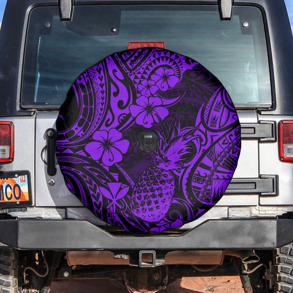 Hawaii Pineapple Spare Tire Cover Polynesian Pattern Purple Version LT01 - Polynesian Pride