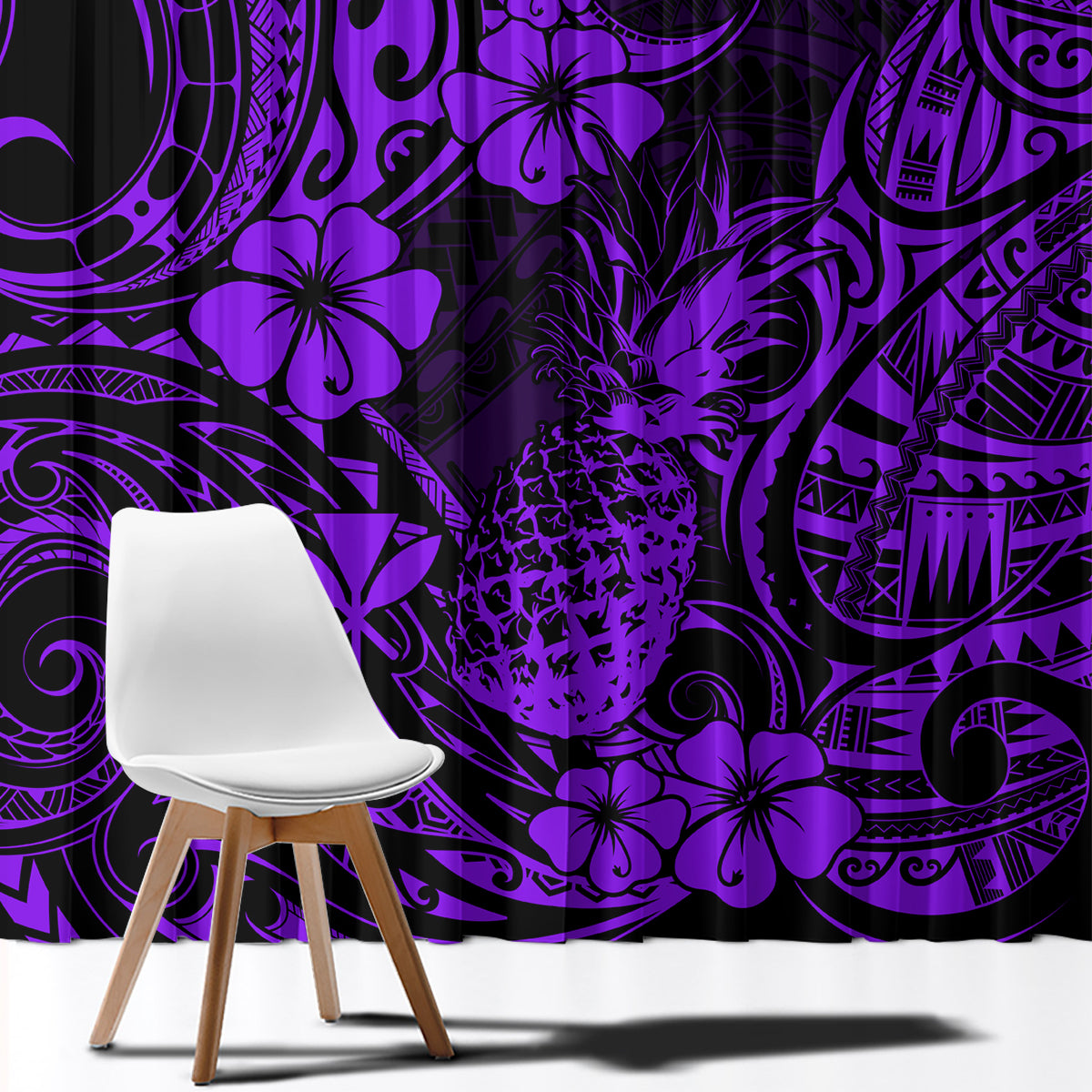 Hawaii Pineapple Window Curtain Polynesian Pattern Purple Version LT01 - Polynesian Pride