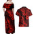 Hawaii Pineapple Couples Matching Off Shoulder Maxi Dress and Hawaiian Shirt Polynesian Pattern Red Version LT01 - Polynesian Pride