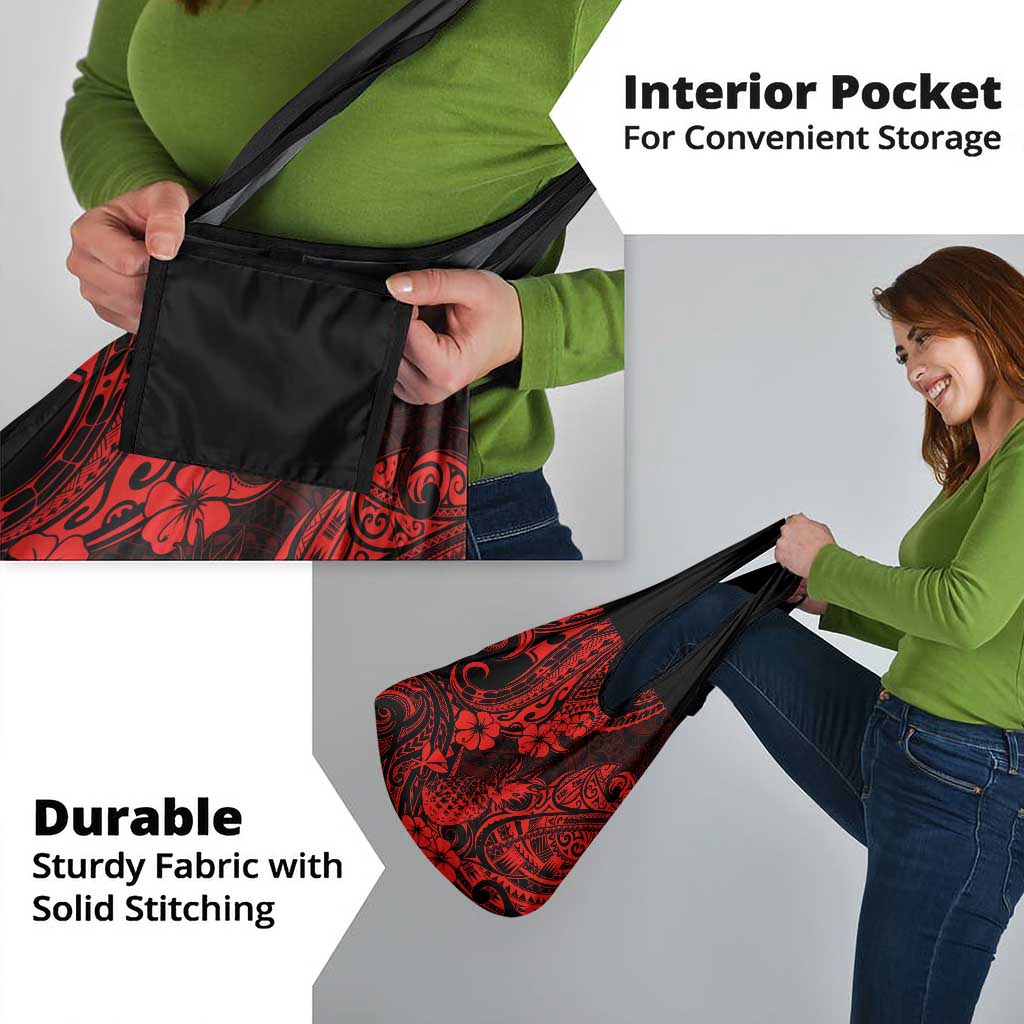 Hawaii Pineapple Grocery Bag Polynesian Pattern Red Version