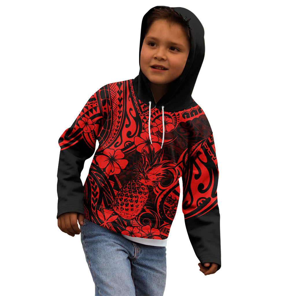 Hawaii Pineapple Kid Hoodie Polynesian Pattern Red Version LT01 - Polynesian Pride