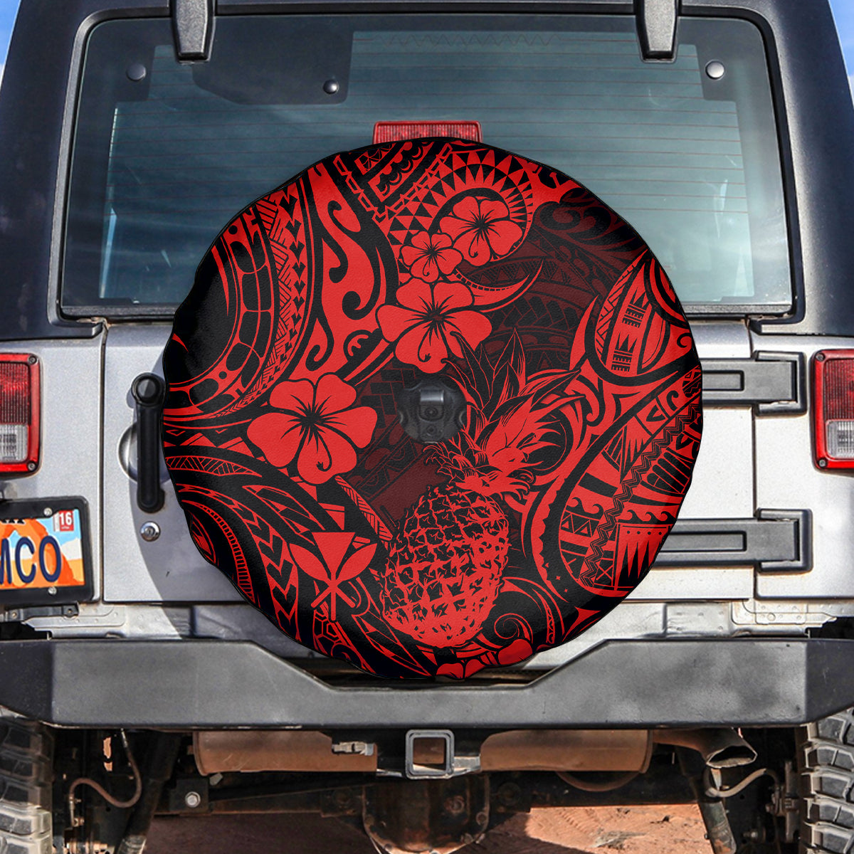 Hawaii Pineapple Spare Tire Cover Polynesian Pattern Red Version LT01 - Polynesian Pride