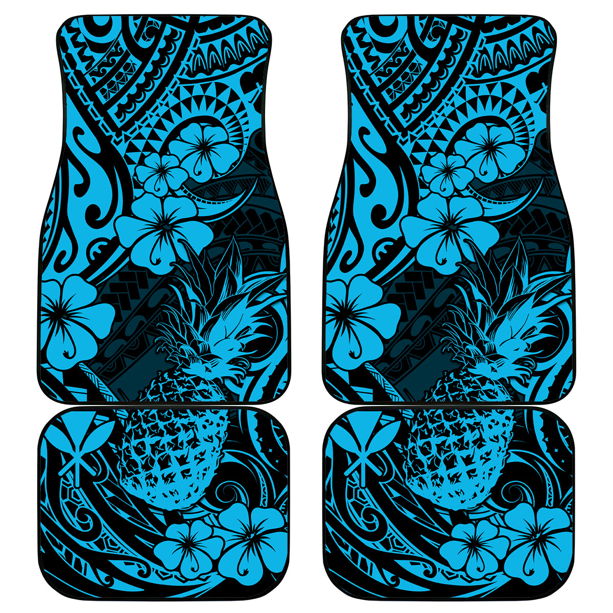 Hawaii Pineapple Car Mats Polynesian Pattern Sky Blue Version LT01 Blue - Polynesian Pride