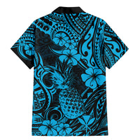 Hawaii Pineapple Family Matching Mermaid Dress and Hawaiian Shirt Polynesian Pattern Sky Blue Version LT01 - Polynesian Pride