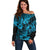 Hawaii Pineapple Off Shoulder Sweater Polynesian Pattern Sky Blue Version LT01 Women Blue - Polynesian Pride