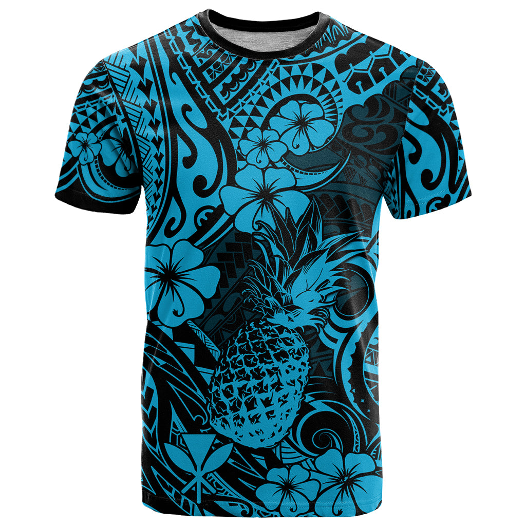 Hawaii Pineapple T Shirt Polynesian Pattern Sky Blue Version LT01 Blue - Polynesian Pride