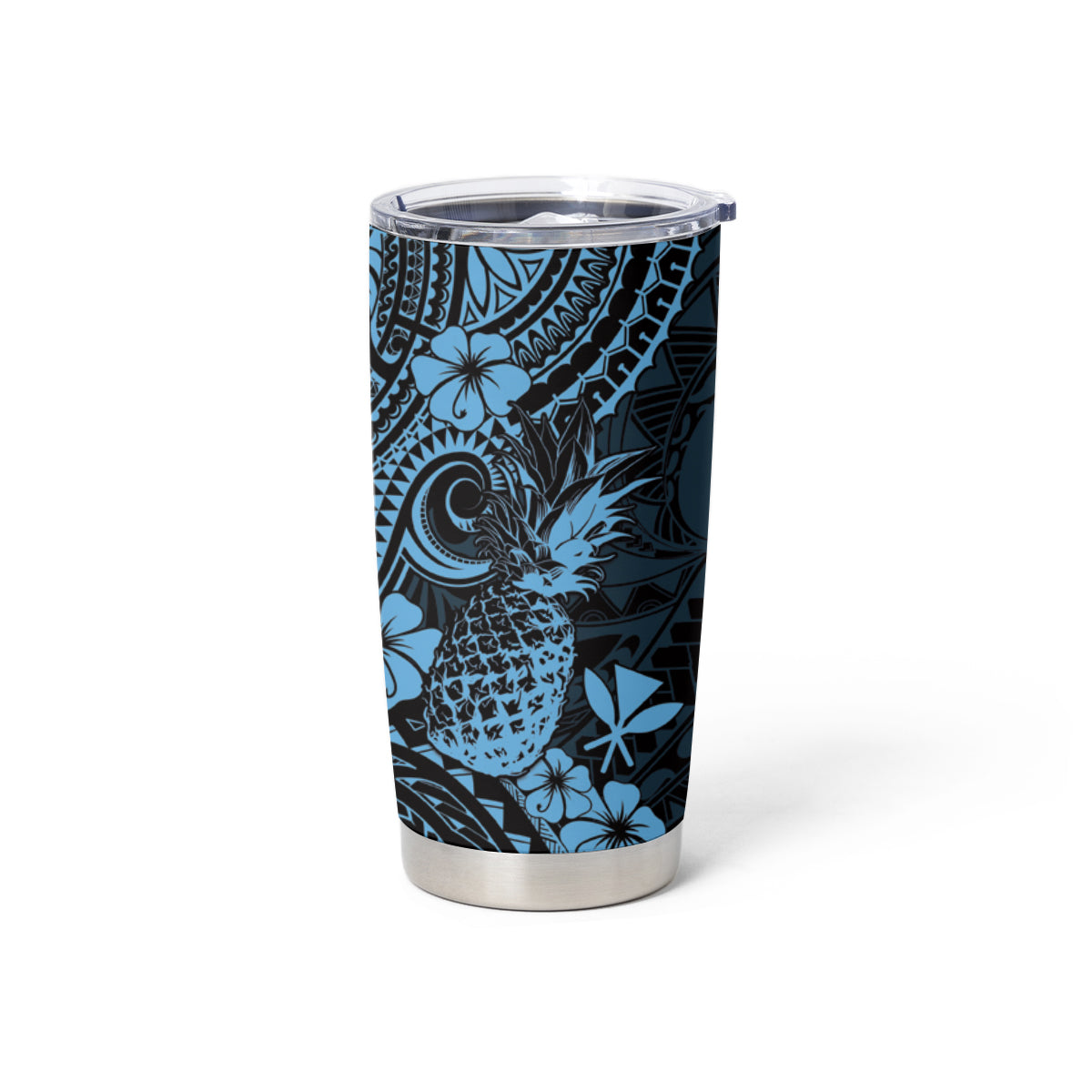 Hawaii Pineapple Tumbler Cup Polynesian Pattern Sky Blue Version