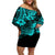 Hawaii Pineapple Off Shoulder Short Dress Polynesian Pattern Turquoise Version LT01 Women Turquoise - Polynesian Pride