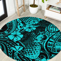 Hawaii Pineapple Round Carpet Polynesian Pattern Turquoise Version LT01 Turquoise - Polynesian Pride