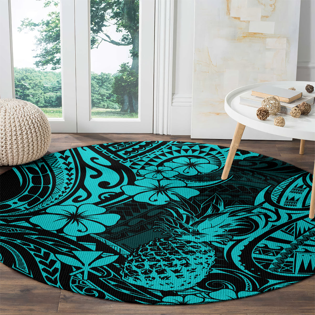 Hawaii Pineapple Round Carpet Polynesian Pattern Turquoise Version LT01 - Polynesian Pride