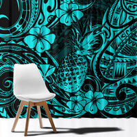 Hawaii Pineapple Window Curtain Polynesian Pattern Turquoise Version LT01 - Polynesian Pride