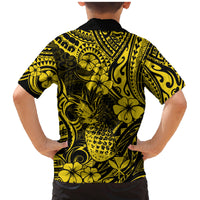 Hawaii Pineapple Family Matching Mermaid Dress and Hawaiian Shirt Polynesian Pattern Yellow Version LT01 - Polynesian Pride