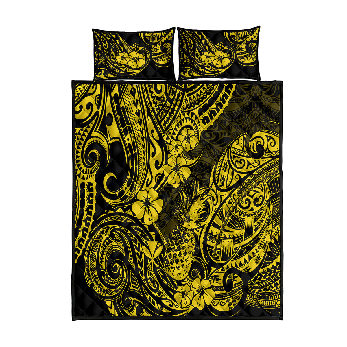 Hawaii Pineapple Quilt Bed Set Polynesian Pattern Yellow Version LT01 Yellow - Polynesian Pride