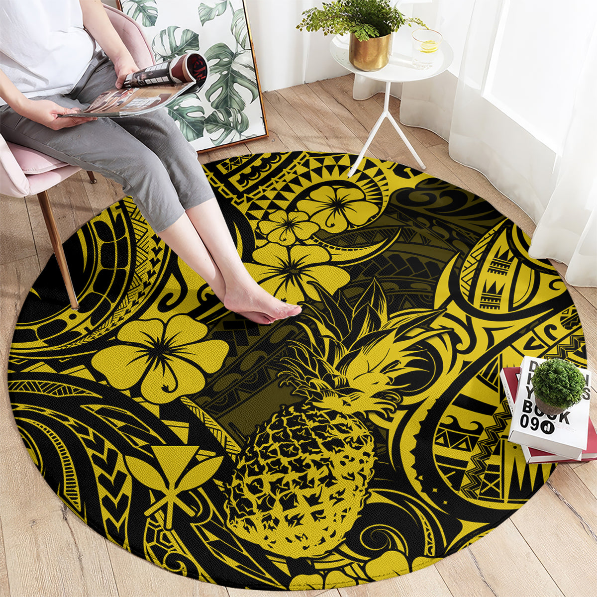 Hawaii Pineapple Round Carpet Polynesian Pattern Yellow Version LT01 - Polynesian Pride