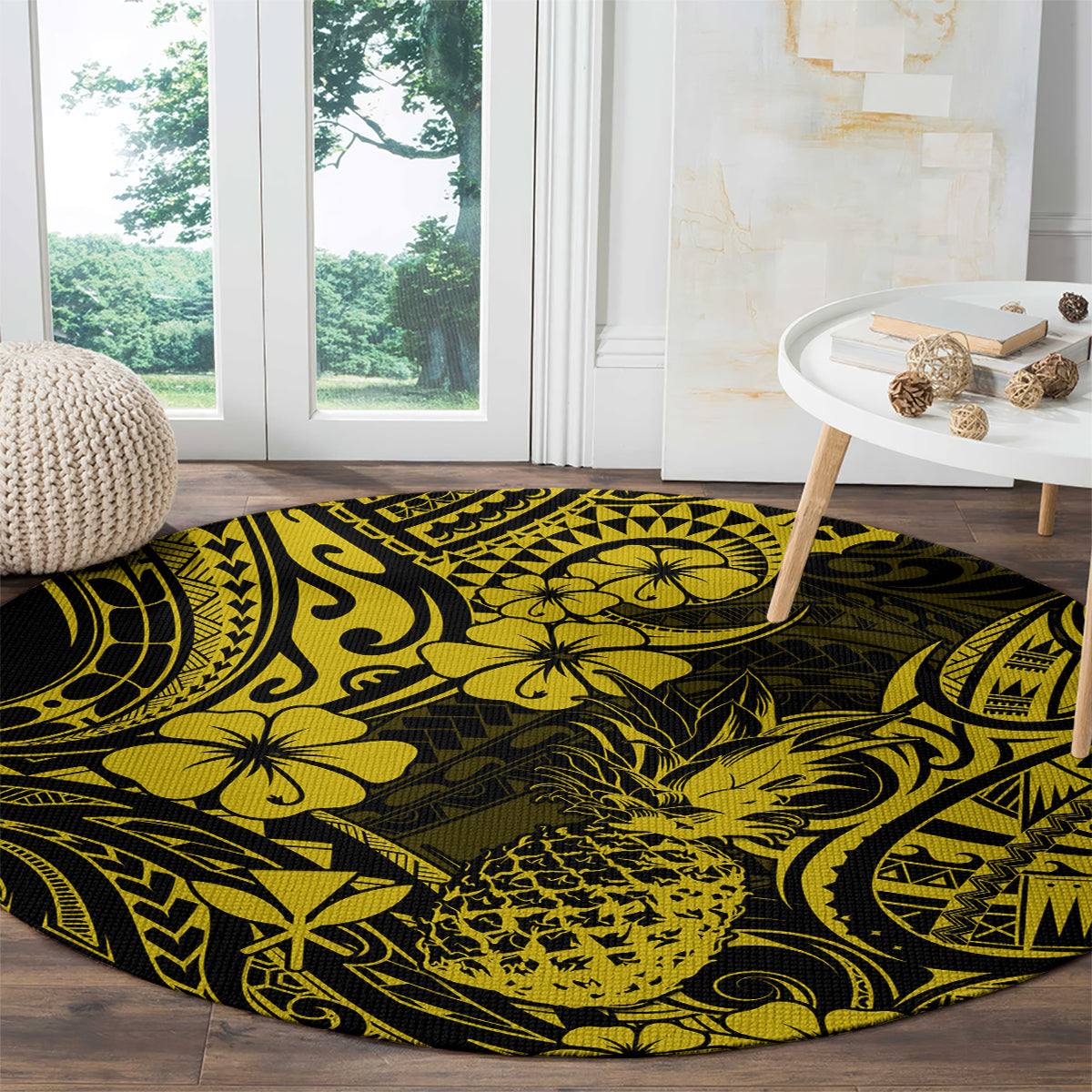 Hawaii Pineapple Round Carpet Polynesian Pattern Yellow Version LT01 - Polynesian Pride