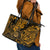 Hawaii Shaka Sign Leather Tote Bag With Polynesian Hibiscus Gold Unique LT01 - Polynesian Pride