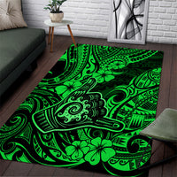 Hawaii Shaka Sign Area Rug With Polynesian Hibiscus Green Unique LT01 Green - Polynesian Pride