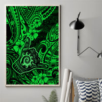 Hawaii Shaka Sign Canvas Wall Art With Polynesian Hibiscus Green Unique LT01 - Polynesian Pride