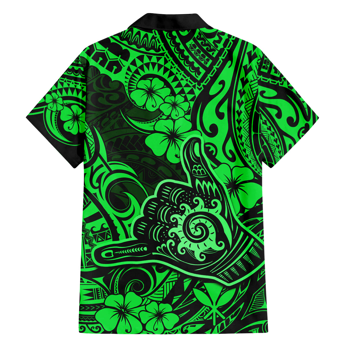 Hawaii Shaka Sign Family Matching Summer Maxi Dress and Hawaiian Shirt With Polynesian Hibiscus Green Unique LT01 - Polynesian Pride