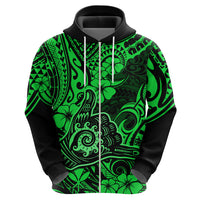 Hawaii Shaka Sign Hoodie With Polynesian Hibiscus Green Unique LT01 - Polynesian Pride