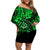 Hawaii Shaka Sign Off Shoulder Short Dress With Polynesian Hibiscus Green Unique LT01 Women Green - Polynesian Pride