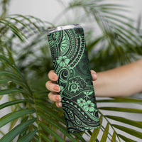 Hawaii Shaka Sign Skinny Tumbler With Polynesian Hibiscus Green Unique