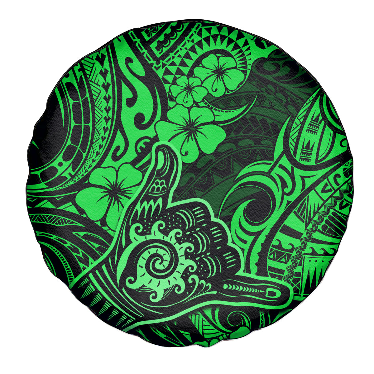 Hawaii Shaka Sign Spare Tire Cover With Polynesian Hibiscus Green Unique LT01 Green - Polynesian Pride