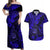 Hawaii Shaka Sign Couples Matching Off Shoulder Maxi Dress and Hawaiian Shirt With Polynesian Hibiscus Navy Blue Unique LT01 Blue - Polynesian Pride