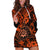 Hawaii Shaka Sign Hoodie Dress With Polynesian Hibiscus Orange Unique LT01 Orange - Polynesian Pride