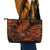 Hawaii Shaka Sign Leather Tote Bag With Polynesian Hibiscus Orange Unique LT01 - Polynesian Pride