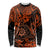 Hawaii Shaka Sign Long Sleeve Shirt With Polynesian Hibiscus Orange Unique LT01 Unisex Orange - Polynesian Pride