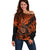 Hawaii Shaka Sign Off Shoulder Sweater With Polynesian Hibiscus Orange Unique LT01 Women Orange - Polynesian Pride