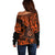 Hawaii Shaka Sign Off Shoulder Sweater With Polynesian Hibiscus Orange Unique LT01 - Polynesian Pride