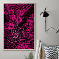 Hawaii Shaka Sign Canvas Wall Art With Polynesian Hibiscus Pink Unique LT01 - Polynesian Pride