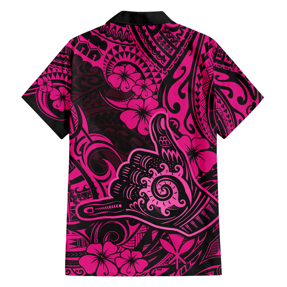 Hawaii Shaka Sign Family Matching Short Sleeve Bodycon Dress and Hawaiian Shirt With Polynesian Hibiscus Pink Unique LT01 - Polynesian Pride