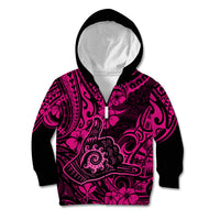 Hawaii Shaka Sign Kid Hoodie With Polynesian Hibiscus Pink Unique LT01 - Polynesian Pride